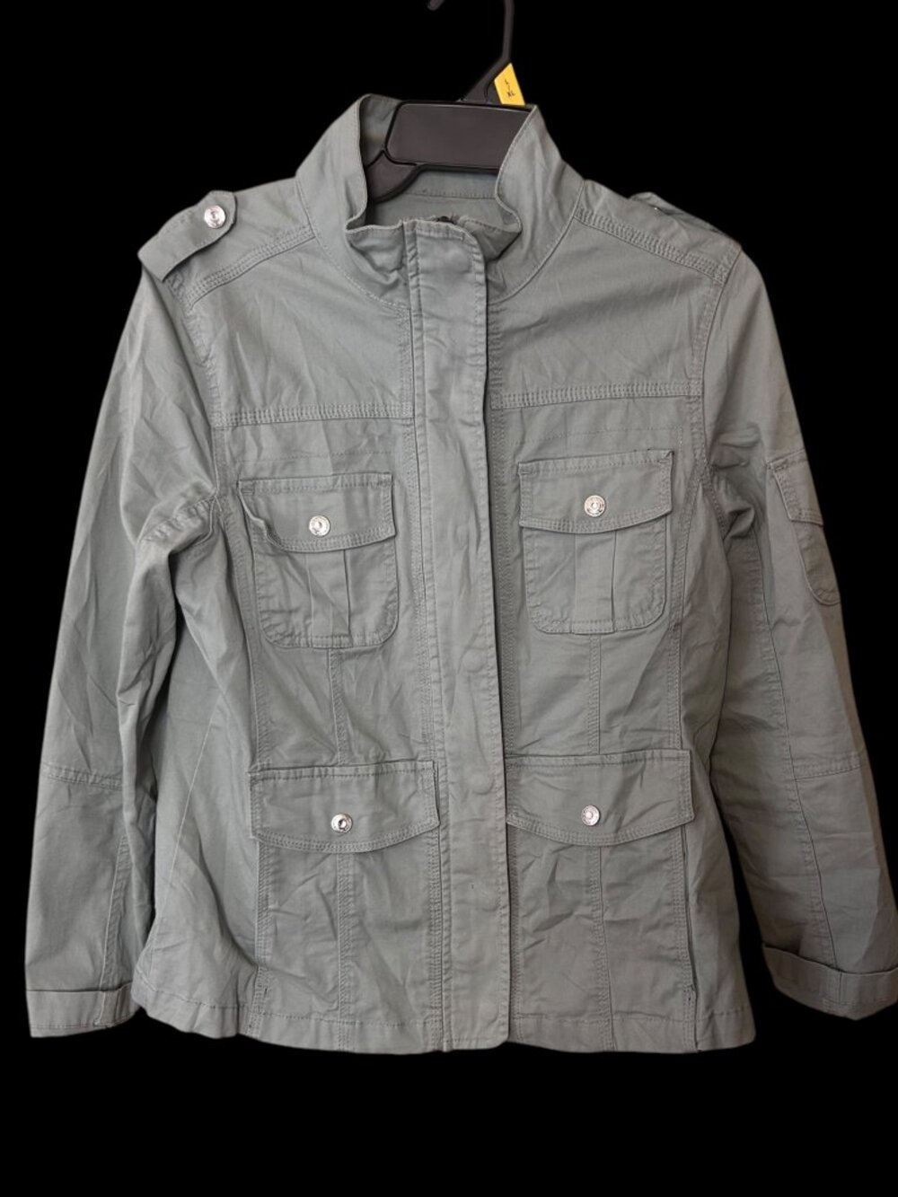 Kensie Sage Green Utility Cargo Jacket Size M Military Field Jacket